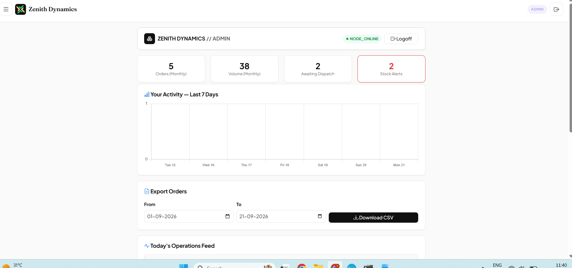 Zenith CRM & Order Management OS screenshot 1
